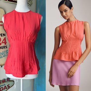 Anthropologie The Della Pleated-Waist Shell Top